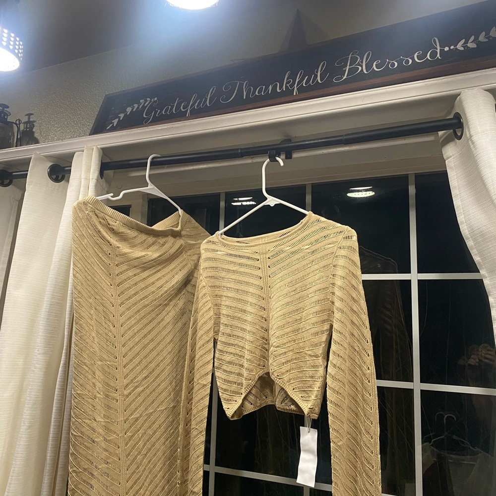 Beige Knit Sweater and Skirt Set #festival #beachy - Picture 2 of 10
